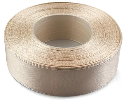Netuno 1x Satinband Cappuccino 25 mm x 32 m Schleifenbänder bunt Geschenkbänder farbig Dekobänder Stoff Geschenk Schleife Satinrolle Polyester Soffbänder Schmuck Bänder farbig silk ribbon