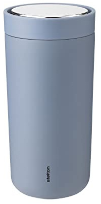 Stelton To-Go Click - Thermobecher, doppelwandige Isolierflasche - Rostfreier, auslaufsicherer Kaffeebecher/Teebecher mit Smart-Click-Deckel - Heiße & kalte Getränke - 0,4 Liter, soft dusty blue