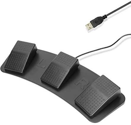 Yunseity USB-Dreifach-Fußschalterpedal USB-Fußpedal PC-Dreifach-Fußschalter Programmierbare Computertastatur Zum Spielen von Spielen, Photobooth, Zoomen Usw