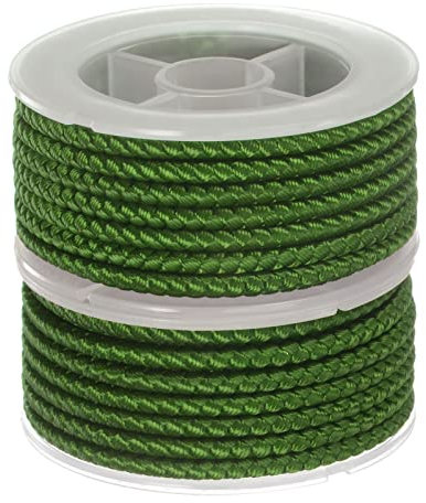 sourcing map 2 Hilos de Nylon, Cuerda de Abalorios de Cordel, Cordón Trenzado Extrafuerte 4mm para Pulseras Joyería Fabricación Bricolaje Artesanía 3,2 M/10,5 Pies, Ejército Verde