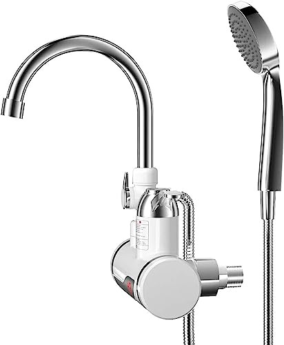 Robinet électrique avec Chauffe-Eau instantané Chauffe-Eau instantané 110V/220V 3000 W avec pommeau de Douche pour Cuisine, Jardin, Salle de Bain, Caravane, Camping Side Inlet,220V