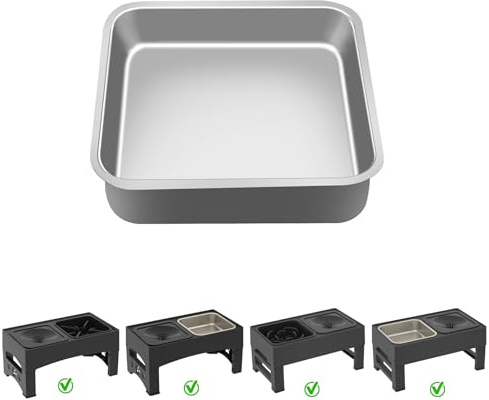 Ormalla Bol carré en acier inoxydable et 4 tapis noirs sous les 4 coins du bol, convient pour remplacer les bols alimentaires à alimentation lente