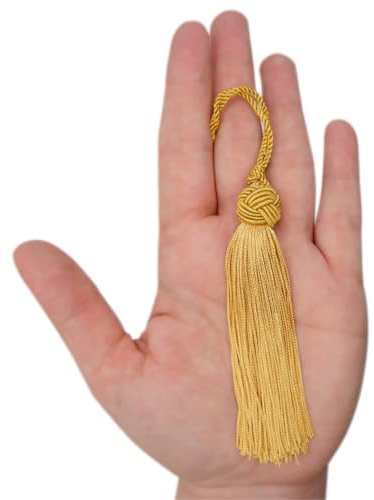 TEXTEX = Borla de Cuquillo de Cabeza de Turco. 10cm de Largo. 100% Rayón. Bolsita de 5 Unidades - (Oro)
