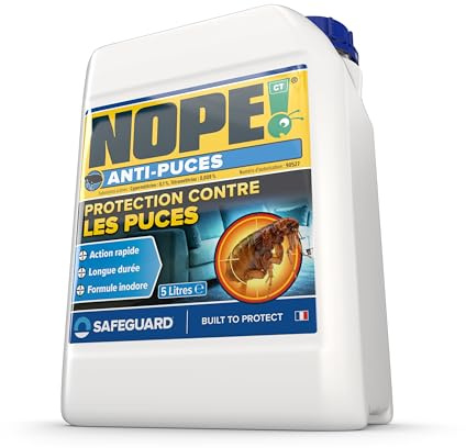 NOPE! CT Spray Anti-Puces 5L – Intérieur & Extérieur – Inodore, à Base d’Eau – Action Rapide - Élimine Les Puces à Tous Les Stades du Cycle de Vie | Intérieur & Extérieur, Inodore, À Base d'Eau, Action Rapide, Élimine Tous Stades du Cycle de Vie