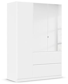 Rauch Möbel Costa, Kleiderschrank, Farbe Weiß, Breite 136 cm | Schrank, 3-türig, Spiegel, 2 Schubladen, Push-to-open, Zubehör Basic, für Schlafzimmer, Kinderzimmer, Babyzimmer, Garderobe