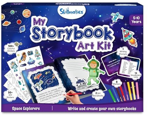 Skillmatics Storybook Art Kit - Create Space-Themed Stories, DIY Craft & Writing Kit with 300+ Stickers, Scrapbooking & Journal Activity, Gifts for Kids Ages 5, 6, 7, 8, 9, 10