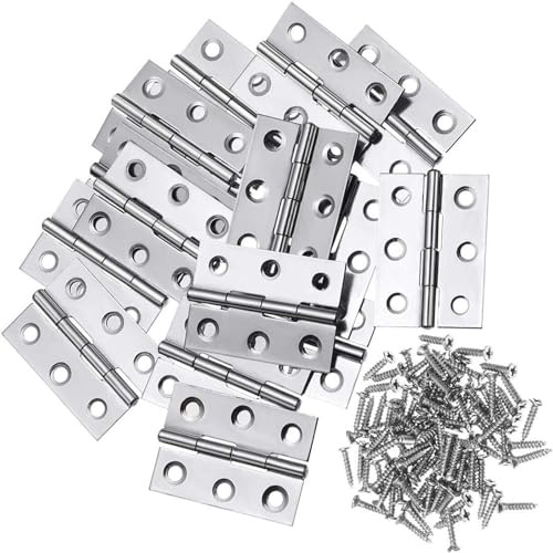 Pack de 12 charnières pliables, 55 mm × 34 mm en acier inoxydable - Charnières piano - Petites charnières pour portes, fenêtres, armoires avec 72 vis