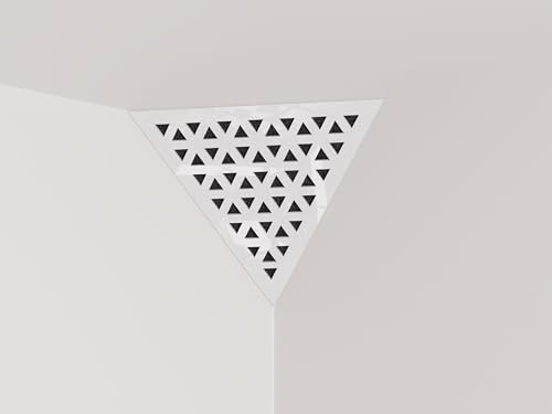 2er-Pack – Akustik-Eck-Decken-Bassfalle „Dreieck“ | Schallabsorbierender Akustikschaum mit perforierter, laminierter HDF-Platte für Diffusion | Seite: 42 cm | Farbe: [TRI | Weißer Kunststoff]