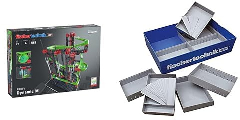 Bundle aus fischertechnik 533872 Kugelbahn Dynamic M – Bausatz für Kinder ab 7 Jahren, Lernspielzeug mit Flexschienen und Klangrohren & fischertechnik Experimentier-Box