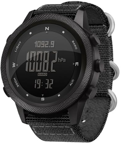Uomo Outdoor Altimetro Barometro Bussola Orologi di sopravvivenza Militare 5ATM Allarme impermeabile Cronometro Conto alla rovescia Orologio da polso digitale Pedometro tattico Arrampicata Escursionis