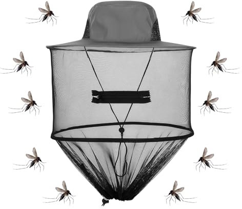 dentedeleao Cappello Apicoltore Cappello da Sole Regolabile con Rete, Cappello da Zanzara, Protezione Anti-Insetto Adatto per Escursionismo All'aperto Campeggio Giardinaggio Pesca (Grigio)