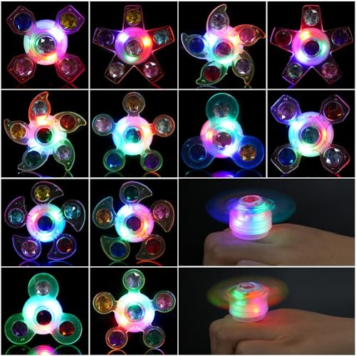 HOTUT Blinkende Ringe, 12 Stück LED Leucht Fidget Spinner Ringe, im Dunkeln leuchtende Leuchtringe, Party Spielzeug für Kinder und Erwachsene, Gastgeschenke Kindergeburtstag Halloween Karneval