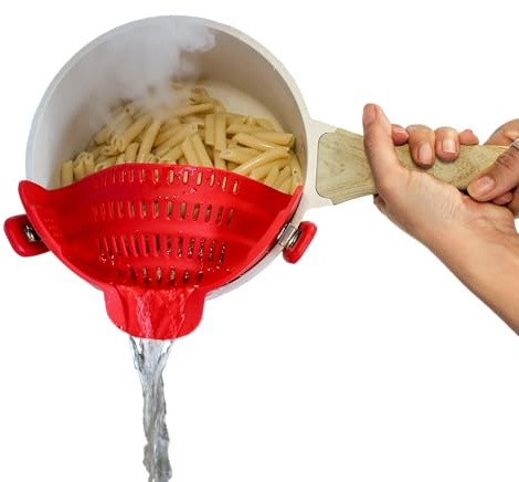 PERFECT PASTA PAL Clip-on Strainer for Pots - Silicone Pasta - Heat Resistant, Space Saving Colander for Kitchen - Dishwasher Safe Pot Strainer - Cooking Essentials and Home Must Haves