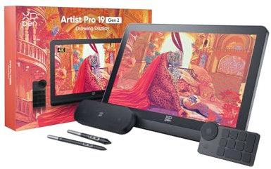 XPPen Tableta Gráfica con Pantalla Artist Pro 19 Gen2, Tableta 4K Profesional Dibujo Digital 16K Niveles 156% sRGB, con 2 Lápiz y Mini Teclado, Compatible con Windows,MacOS,Android,Chrome OS,Linux