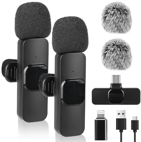 GOMETY Microfono Lavalier Wireless 3-In-1: Kit Microfono Professionale, Per Live Streaming E Interviste, Con Adattatori USB-C E iPhone, Per Smartphone, Tablet E PC (Nero)