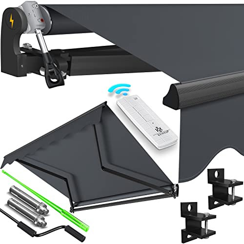 KESSER® Tenda da Sole Elettrica Con Telecomando - 250 x 200 cm, Pieghevole, Per Patio, a Morsetto, Incl. Supporto a Parete, Antracite