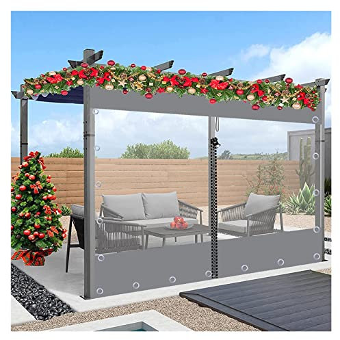 RLINZ Terrassenvorhang Transparent Vorhang PVC Transparent Wasserdichter Vorhang Schiebevorhang für Terrassenüberdachung, Camping, Veranda, Gewächshäuser (3.28x2.62ft/1x0.8m)