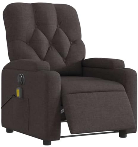 vidaXL Elektrisk massagefåtölj mörkbrun tyg, fåtölj, fåtölj med uppresningshjälp, reclinerstol, fåtöljer, fåtöljer med uppresningshjälp