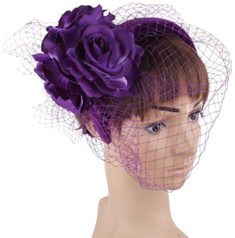 CAZSTYK Vintage Fascinator Stirnband Exquisite Rose für Party Hochzeit Kostüm Pillbox Hut Dame Kopfbedeckung für Beerdigung/Hochzeit
