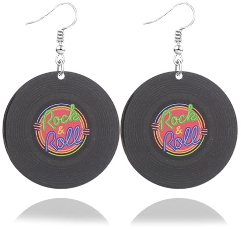 Kassette Vintage Neon Ohrringe für Damen - Lustige Acryl Hängeohrringe Retro für 70er 80er 90er Jahre Fasching Karneval Party Accessoires