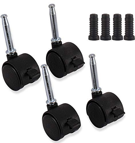 NINHFTDROU Lenkrollen Möbelrollen 4 Möbelräder for Kinderbett 1 Zoll/1,25 Zoll/1,5 Zoll/2 Zoll (50 mm), Vorbau M7 mit Gummigehäuse, M12, geräuschlos, PU-Drehgelenk mit Bremse, 160 kg, Babybett for Prä
