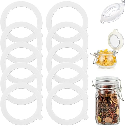 10 Stück Universelle Einmachgläser Dichtungen,Silikon Glasdichtungen Ersatz | Silikon Einkochringe, Gummiringe für Gläser,für Normale Weithalsgläser,Deckel,Einmachglasdeckel(Durchscheinend)
