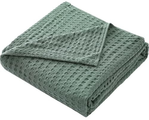 LSNNMU Strickdecke Gestrickte Überwurfdecke aus Baumwolle, Bettdecke, Überwurf, dünne Steppdecke, gestrickte Tagesdecke, Home Hotel, Bettdecken FüR Sofas(Green,100x150cm)
