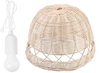 HOMSFOU 1stück Vintage Rattan Deckenlampe Mit Handgewebtem Lampenschirm Und Lichtquelle Für Esszimmer Wohnzimmer Und Hotels Langlebig Installieren Fade-resistent