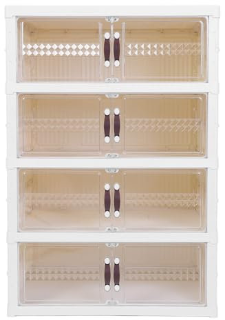 Lybunair pliable poubelle de rangement à chaussures multiprices, boîte de rangement pliante épaissie renforcé avec porte magnétique, solution d'économie d'espace pour les (4 couches)