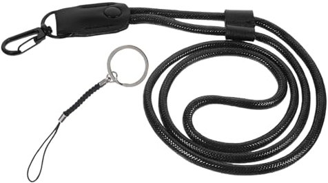 Angoily ID-Schlüsselband abnehmbarer Nackenriemen Schlüsselbänder Lanyard-Ausweishalter Ausweiskarte praktische Schlüsselbänder Abzeichen Schlüsselband Bruchband PU-Leder Black