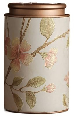 Lata de té vacía, elegante recipiente de almacenamiento de té de hojalata de metal vintage para café, hierbas, dulces, chocolate, azúcar, especias (blanco-L)