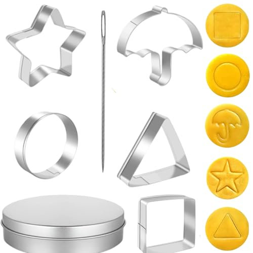 Fonyiunce 7 moldes de galletas para juegos de azúcar coreanos, molde para galletas de calamar, moldes de galletas de acero inoxidable, juego de cortadores de galletas, paraguas, triángulos, estrellas