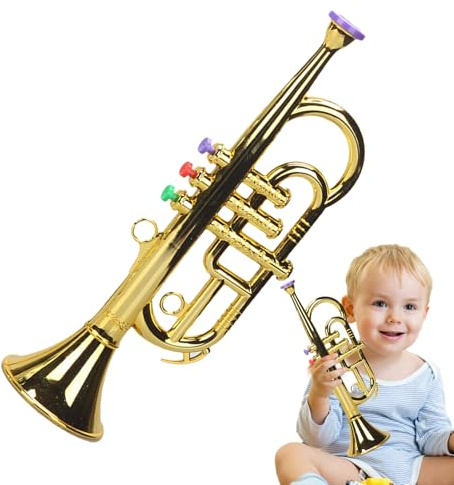 Trompetenhornspielzeug, Trompete für Kinder, Musikalisches Trompetenhorn- Blasspielzeug, Lehrmittel zum Erlernen von Trompeteninstrumenten für Weihnachten, Geburtstag