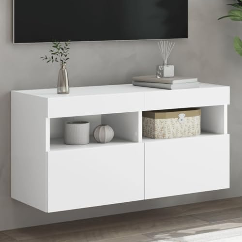 WSJHUHK Meubles, centres de divertissement et supports TV, meuble mural TV avec lumières LED blanches, 80 x 30 x 40 cm