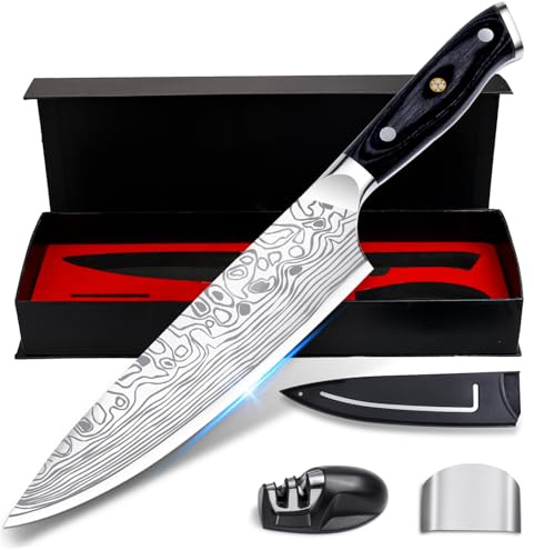 Chef Knife 8 inch, Ultra Sharp Professional Kitchen Knife Gifts Box | German Stainless Steel EN1.4116, Ultra Sharp, Rust-proof, Full Tang Handle, Dishwasher Safe, Gifts Box for Men Women