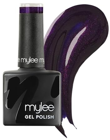 Mylee Gel Nail Polish 8ml [Deep Purple] - UV/LED Soak-Off Nail Art Manicure Pedicure for Professional, Salon & Home Use [Fine Glitter Range] - Long Lasting & Easy to Apply