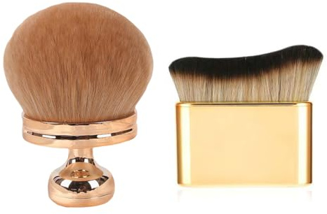 XFSRG Pinceaux Maquillage Visage Professionnels Pinceau Fond de Teint Doux et Dense Accessoire de Maquillage pour Application Idéal pour Tous Types de Peau (Marron et Or)