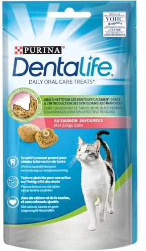 générique DENTALIFE – Friandises Hygiène Dentaire au Saumon, Soin Naturel pour Chat Adulte (40g) - Lot de 4 - Vendu par Lot