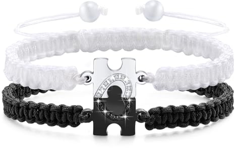 Wryzorix Valentinstag Geschenke Partner Armbänder,Herz Puzzle Kubanische Permanent Armband Paar Alentinstag Geschenk für Ihn Männer, Jahrestag Valentinstag Geschenke