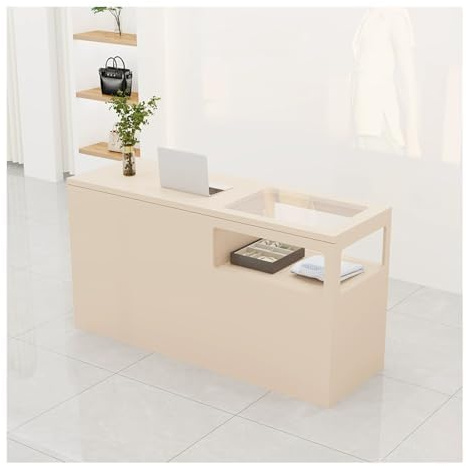 Moderne Empfangstheke mit gehärtetem Glasschirm - Vintage-Design für Einzelhandelsgeschäfte Stilvoller Kundenservice-Schreibtisch Langlebige und elegante Möbel