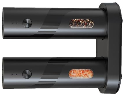 Molinillo eléctrico de pimienta con tamaño de molienda ajustable para condimentos de cocina, molinillo automático esencial de especias con ventana transparente