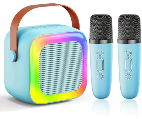 Mini Karaoke Machine, Portable Karaoke, Portable Speakers, Microphone Bluetooth Speaker Player with Sponge Covers Friends, Birthday Home Party (Bule)