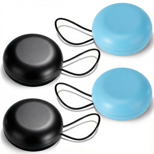 4pcs Loop Earplugs Case, Ymapinc Small Earphone Case, Portable Mini Ear Plug Holder for Travel, Ear Plugs Storage with Earplug Lanyard (Black*2, Blue*2)