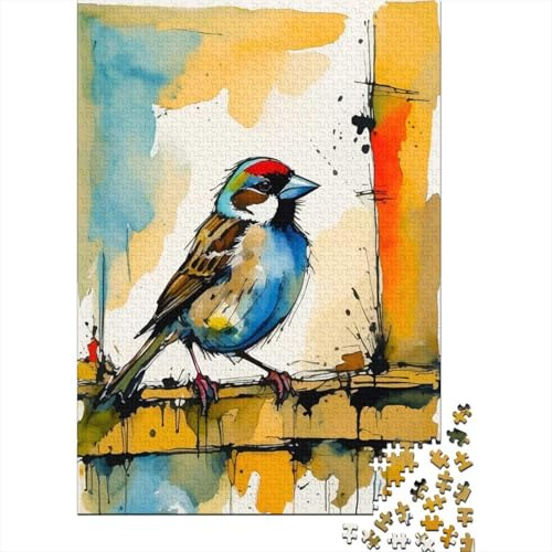 1000 Piece Jigsaw Puzzle, House Sparrow Watercolor Painting, 38x26cm/1000pcs, for Adults, Puzzle Lover Present, Winter Home Activity And Time at Home