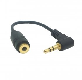 HDMIHOME - Cavo di prolunga audio stereo da maschio a femmina, angolo retto di 90 gradi, con 3 poli, 10 cm, colore: Nero