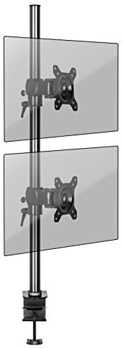 Duronic Monitor Stand Dual DM35V2X1, Double Monitors Arm, Vertical Monitor Mount for Two 13-27” PC Screens, Adjustable Vertical Desk Mounts with VESA 75 100 Home Office Work Monitors Riser