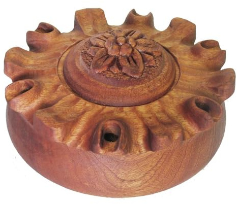 Coppa dell'amicizia valdostana 6 Becchi Liscia Legno Mogano diam 20 cm con ricetta per preparare Il caffè alla valdostana