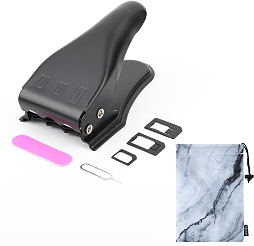 Cosmos Universal Sim Card Cutter, 2 in 1 Standard SIM/Micro SIM Card Cutter with Adapters and Eject Pin for Smartphone, Cell Phone, Mobile Phone, with 1 Pc Marble Pattern Storage Bag