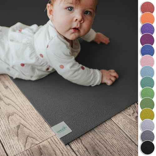 Sanosoft® Krabbelmatte Made in Germany, Öko-Tex Anti-Rutsch Krabbelunterlage - 120cm X 140cm Grau