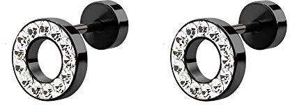 Flesh Tunnel Fake schwarz 2er Set Glitzer Piercing Ohrdehner Ohrplug 6mm Black